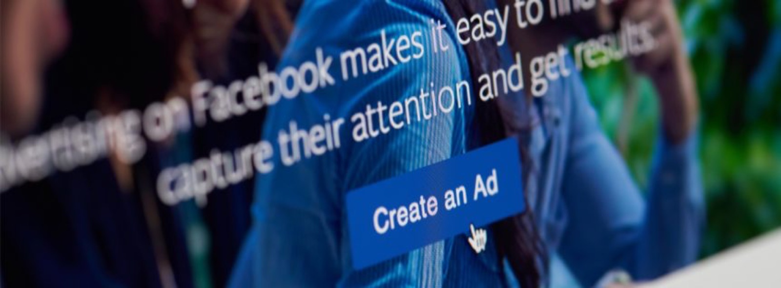 Facebook ad screen with a Create an Ad button