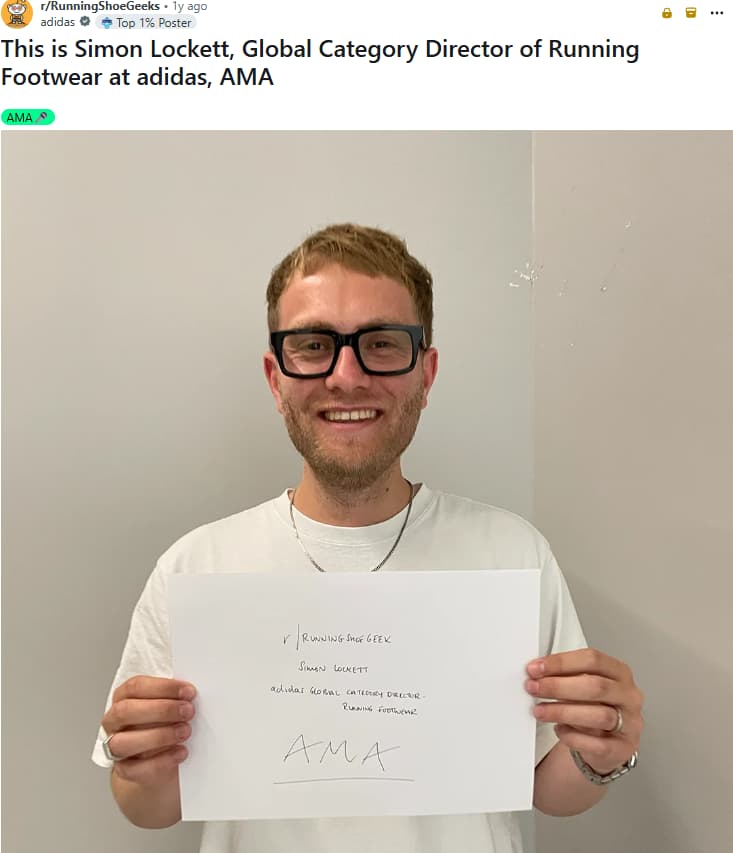 Example of Adidas 'ask me anything' Reddit campaign